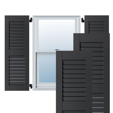 12W X 62H Exterior Real Wood Pine Open Louvered Shutters, Black PR